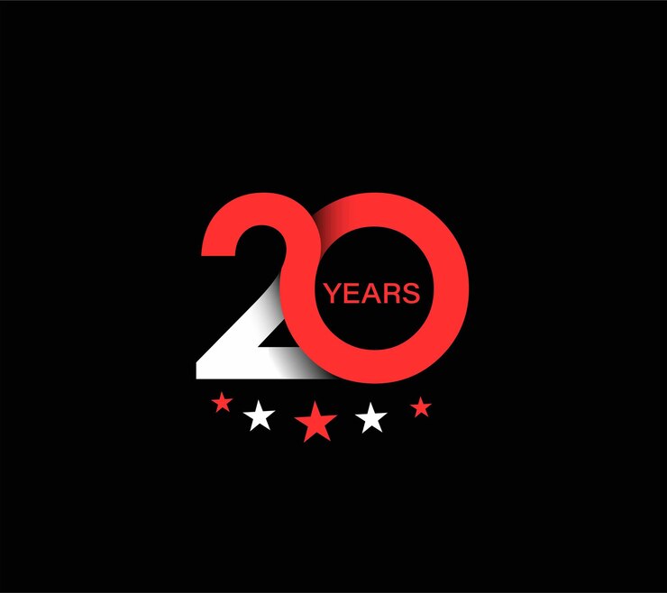 Diseño de celebración de aniversario de 20 años.