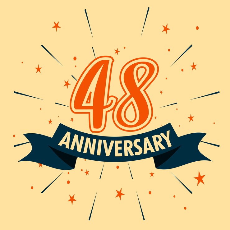 Diseño de celebración de aniversario de 48 años con forma de número para vector de evento de celebración especial