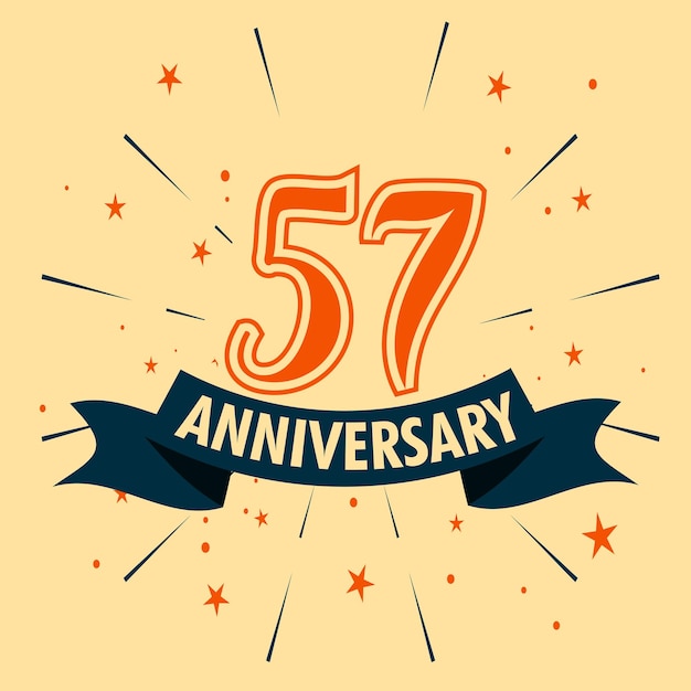 Vector diseño de celebración de aniversario de 57 años con forma de número para vector de evento de celebración especial