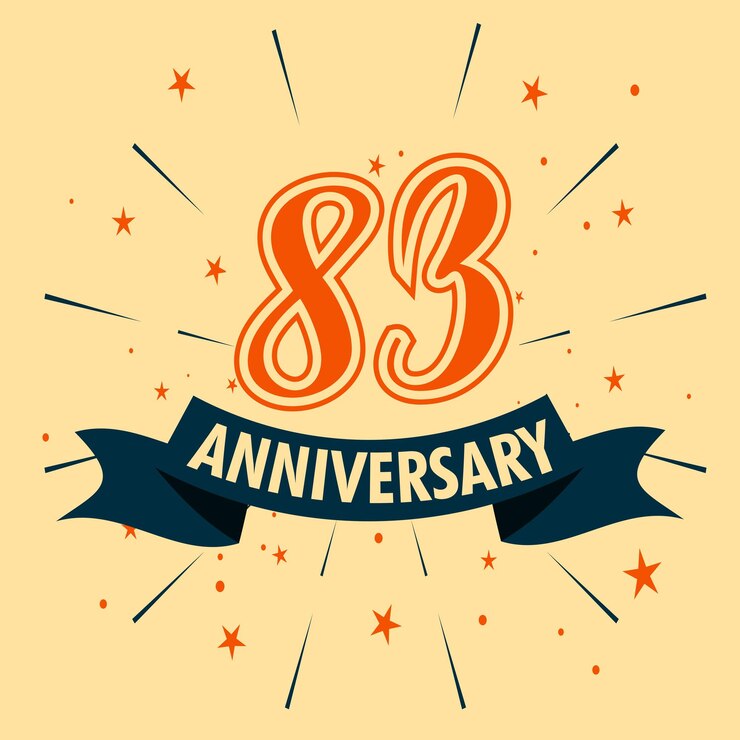 Diseño de celebración de aniversario de 83 años con forma de número para vector de evento de celebración especial