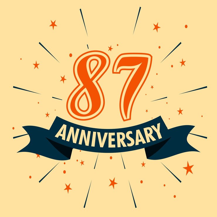 Diseño de celebración de aniversario de 87 años con forma de número para vector de evento de celebración especial