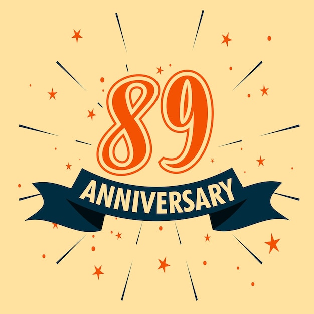 Vector diseño de celebración de aniversario de 89 años con forma de número para vector de evento de celebración especial