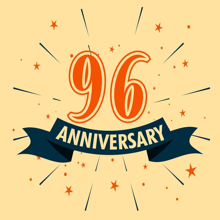 Diseño de celebración de aniversario de 96 años con forma de número para vector de evento de celebración especial