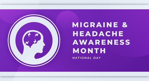 Diseño de celebración del mes nacional de concientización sobre la migraña y el dolor de cabeza para pancarta de póster de fondo