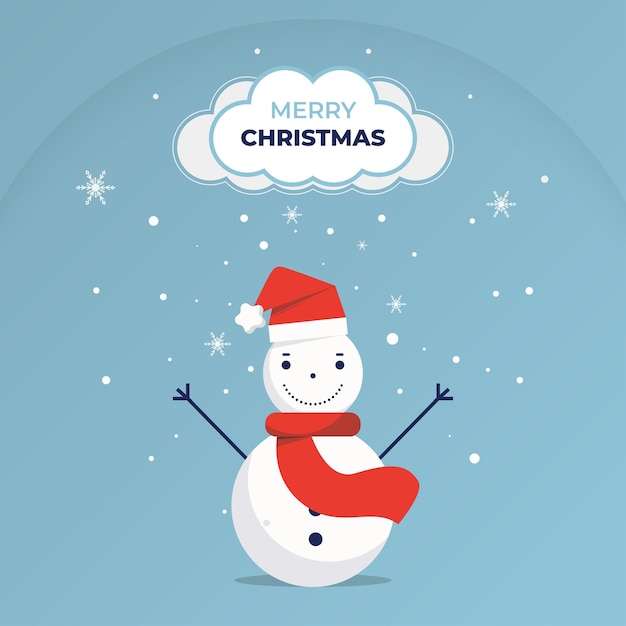 Diseño de celebración navideña con ilustración de muñeco de nieve