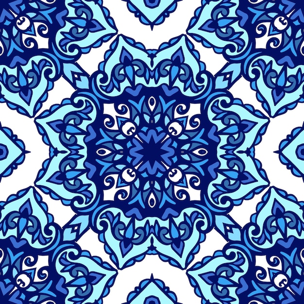 Diseño de cerámica de azulejo azul y blanco de estilo geométrico
