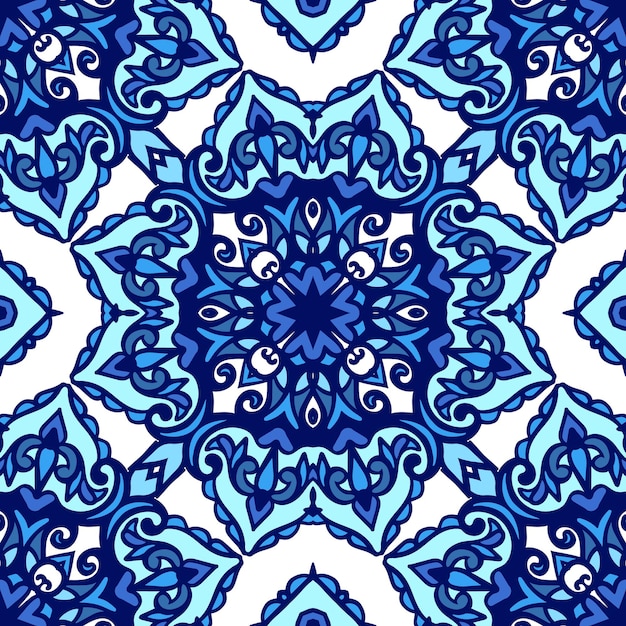 Diseño de cerámica de azulejo azul y blanco de estilo geométrico