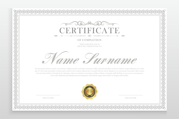 diseño de certificado de premio con tema de frontera vintage
