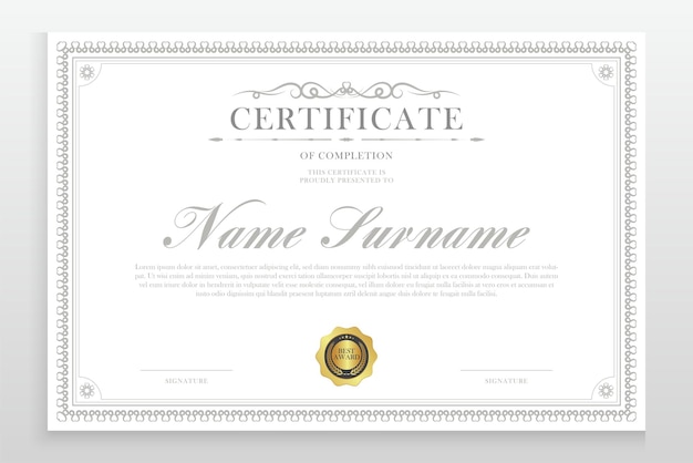 diseño de certificado de premio con tema de frontera vintage