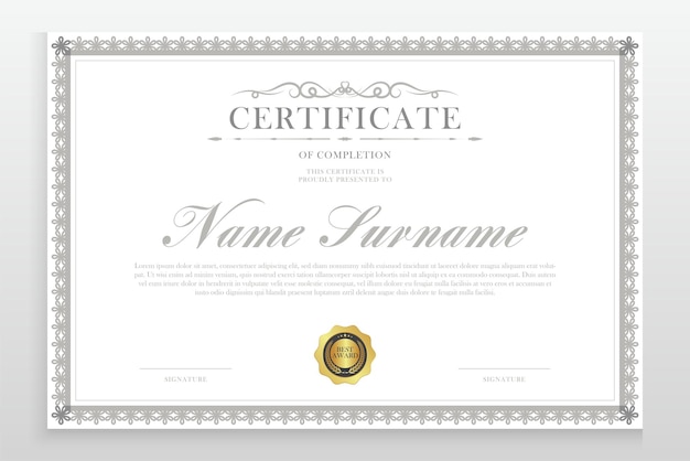 diseño de certificado de premio con tema de frontera vintage