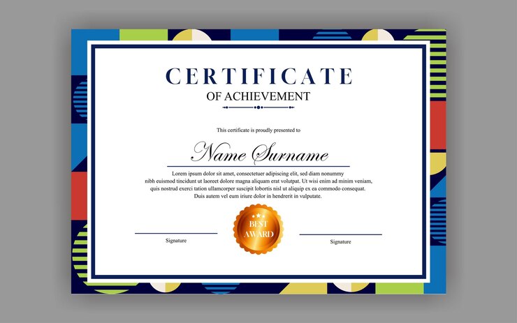 Vector diseño de certificado simple moderno a4 certificado de lujo geométrico