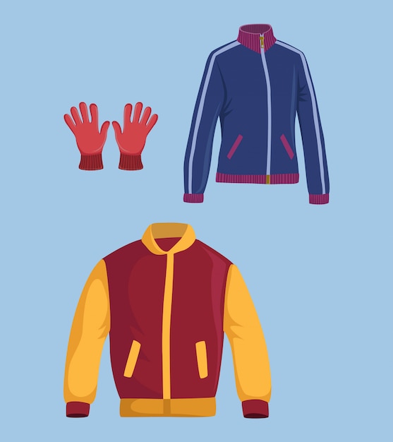 Vector diseño de chaqueta y guantes