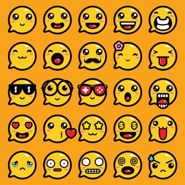 Diseño de chat de vector de expresión emoji