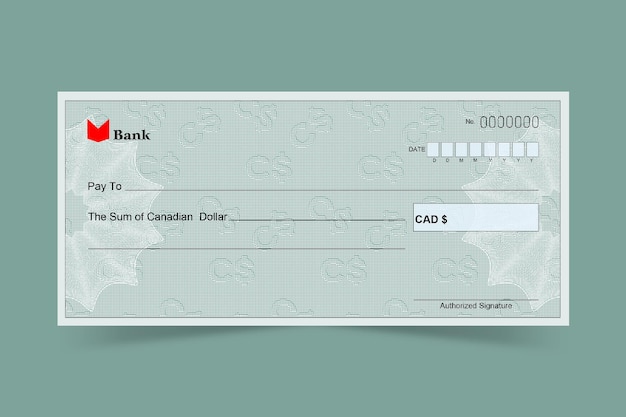 Diseño de cheque bancario Dólar canadiense Relieve Antecedentes