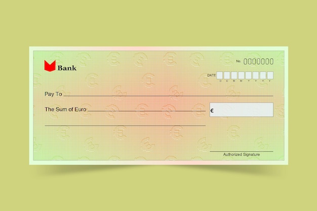 Vector diseño de cheque bancario fondo de alivio del euro