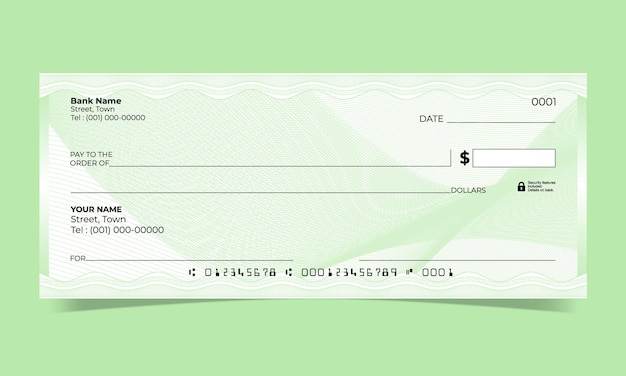 Diseño de cheque bancario con patrón de guilloche
