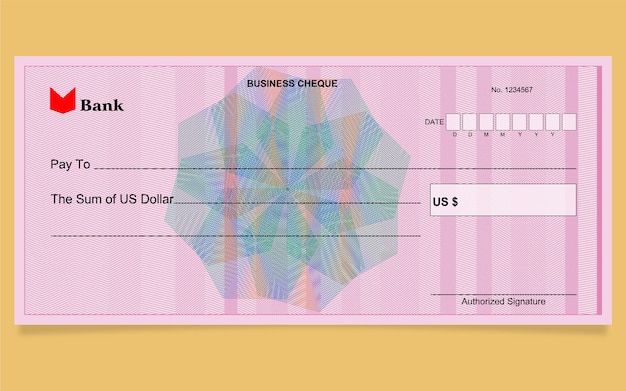 Diseño de cheque bancario USD Guilloche Antecedentes