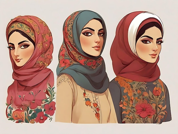 El diseño de la chica hijab Vecotr