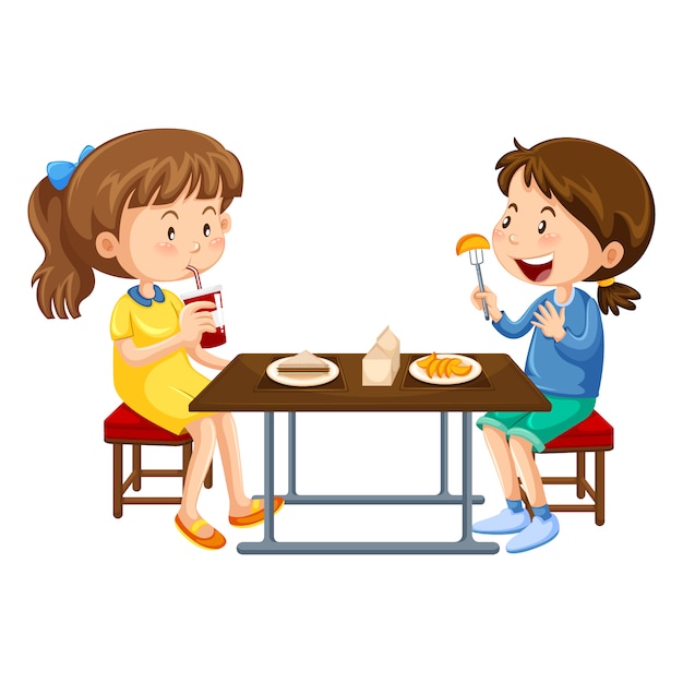 Diseño de chicas comiendo
