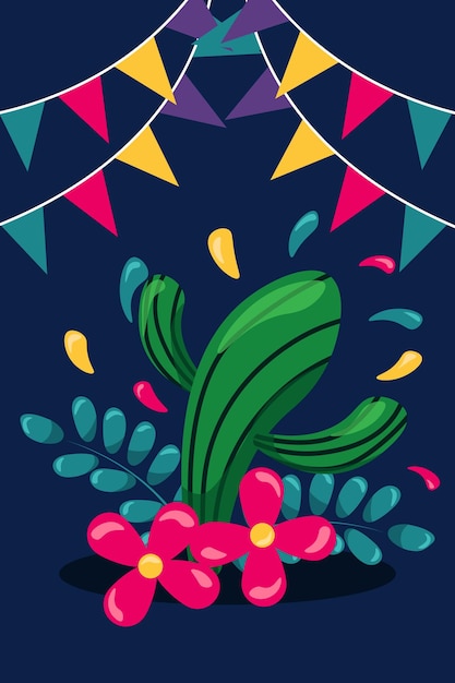 Vector diseño cinco de mayo cactus ilustración plana