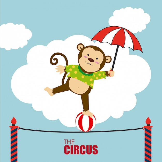 Diseño de circo sobre ilustración de vector de fondo de cloudscape