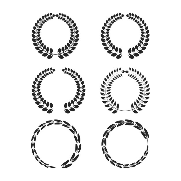 Diseño circular de hojas de laurel y coronas de trigo.