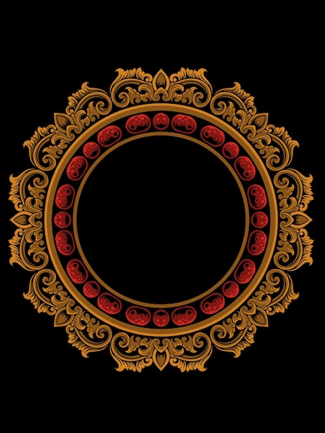diseño de círculo clásico con motivo de grabado de vector de color editable