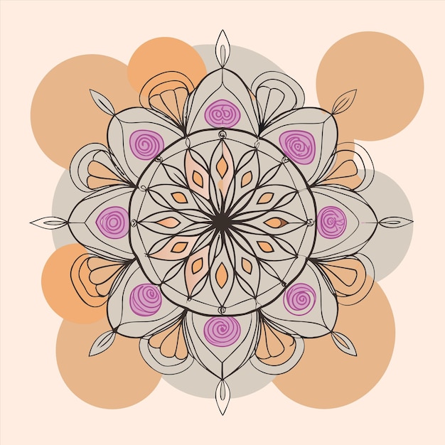 un diseño con un círculo de colores púrpura y naranja