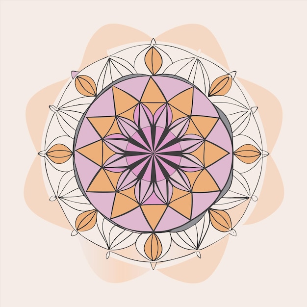 un diseño con un círculo de colores rosa y marrón