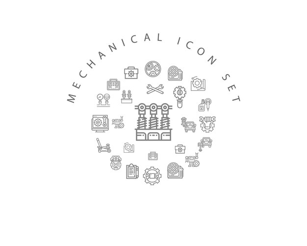 Diseño de círculo de conjunto de iconos mecánicos