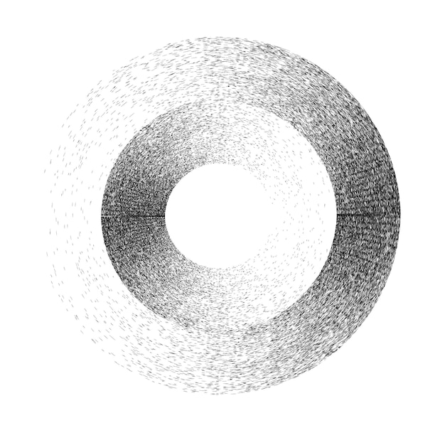 Diseño de círculo geométrico de socorro. Logotipo vectorial de dispersión de ruido. Efecto spray .Grunge, grano.