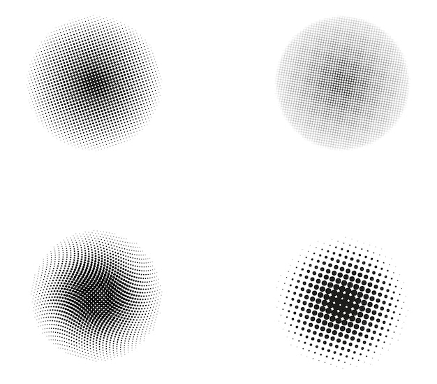 Diseño de círculo de puntos de medio tono negro Elemento de medio tono Patrón de medio tono geométrico abstracto