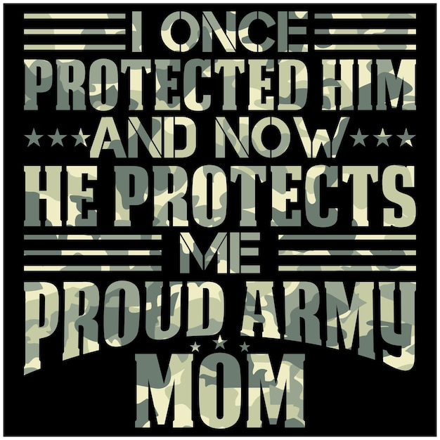 Diseño de cita de mamá orgullosa del ejército con cartel de banner de camiseta de fuerte de vector de patrón de ejército