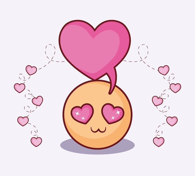 Diseño de citas en línea con emoji en amor y corazones