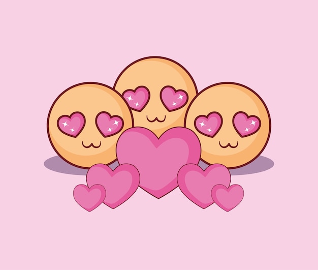 Diseño de citas en línea con enamorados emojis y corazones | Vector Premium Diseño de citas en línea con enamorados emojis y corazones | Vector Premium