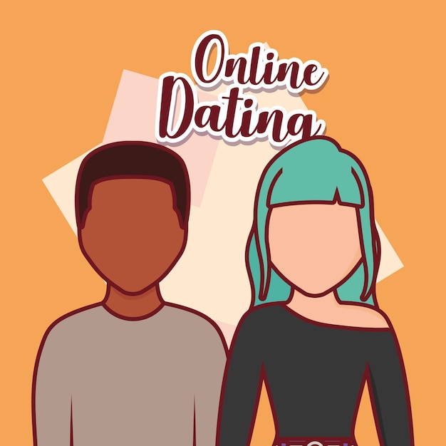 Vector diseño de citas en línea con pareja de avatar