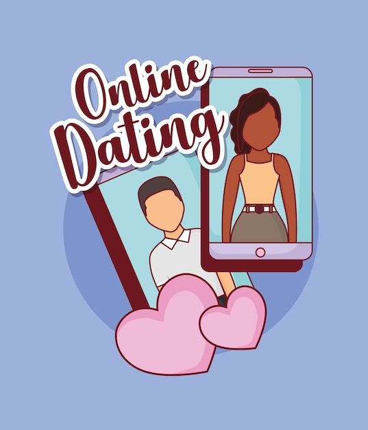 Diseño de citas en línea con teléfono celular y en el amor pareja
