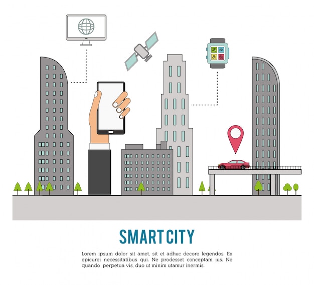 Vector diseño de ciudad inteligente