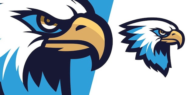 Diseño clásico del logotipo de la mascota del águila azul mejorado con una ilustración moderna para equipos deportivos y deportivos
