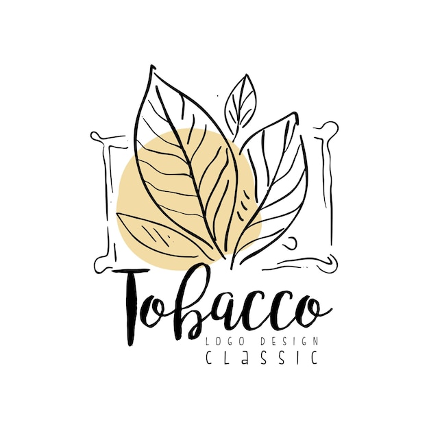 Diseño clásico del logotipo del tabaco insignia dibujada a mano para el club de caballeros de la tienda de tabaco y los productos de tabaco