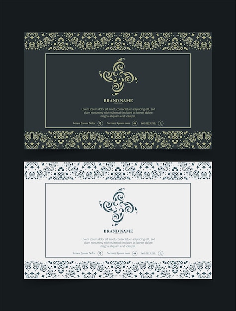 Diseño clásico de tarjetas de visita con patrón ornamental
