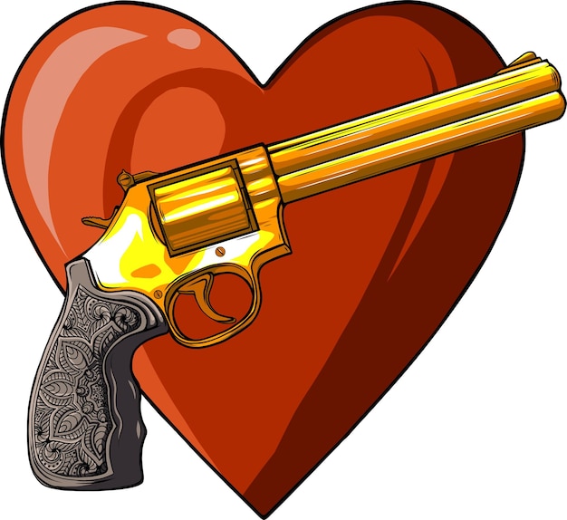 diseño clásico de vector de revólver de oro