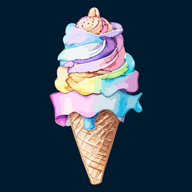 Diseño de clipart de cono de helado de acuarela