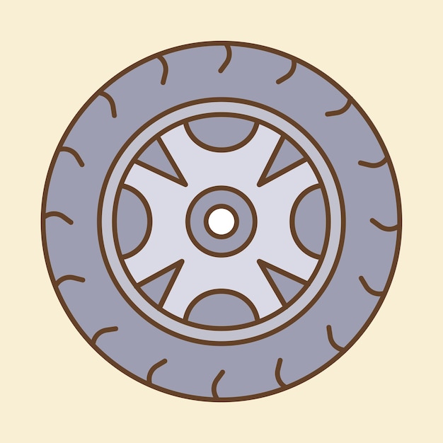 El diseño del clipart del neumático es plano