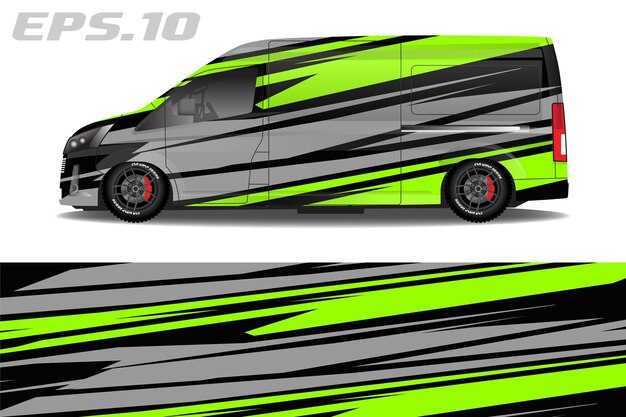 diseño de coche de carreras de librea de vector de furgoneta ciega