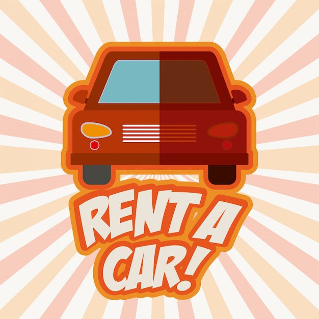 Diseño del coche sobre fondo de rayas de colores