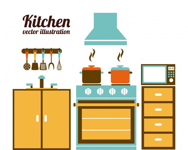 Vector diseño de cocina sobre fondo blanco ilustración vectorial