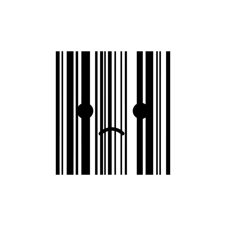Vector diseño de códigos de barras de cara triste concepto creativo para temas de tecnología y negocios ilustración vectorial