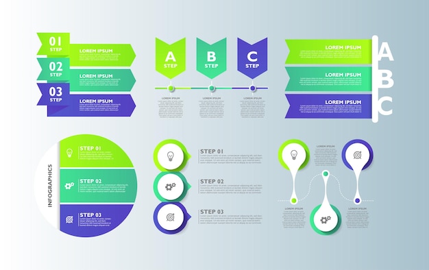 Diseño de colección de elementos infográficos degradados