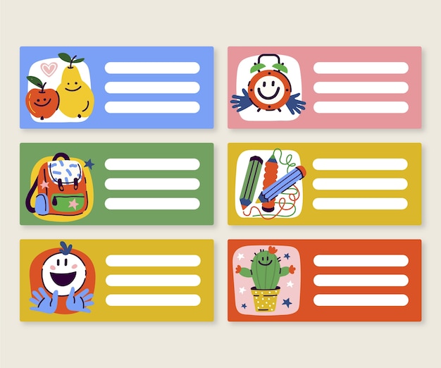 Diseño de colección de etiquetas de cuaderno
